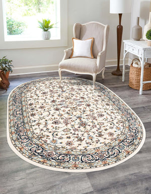 Ivory 2' x 3' 1 Narenj Oval Area Rug 85% Polypropylene & 15% Polyester Traditional Classic Carpet for Living, Dining, Bedrooms, Office for Sale at Rug Engine