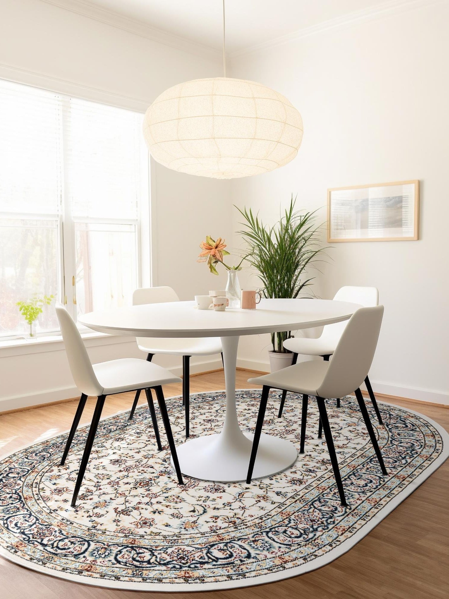 Ivory 4' 1 x 6' 1 Narenj Oval Area Rug 85% Polypropylene & 15% Polyester Traditional Classic Carpet for Living, Dining, Bedrooms, Office for Sale at Rug Engine