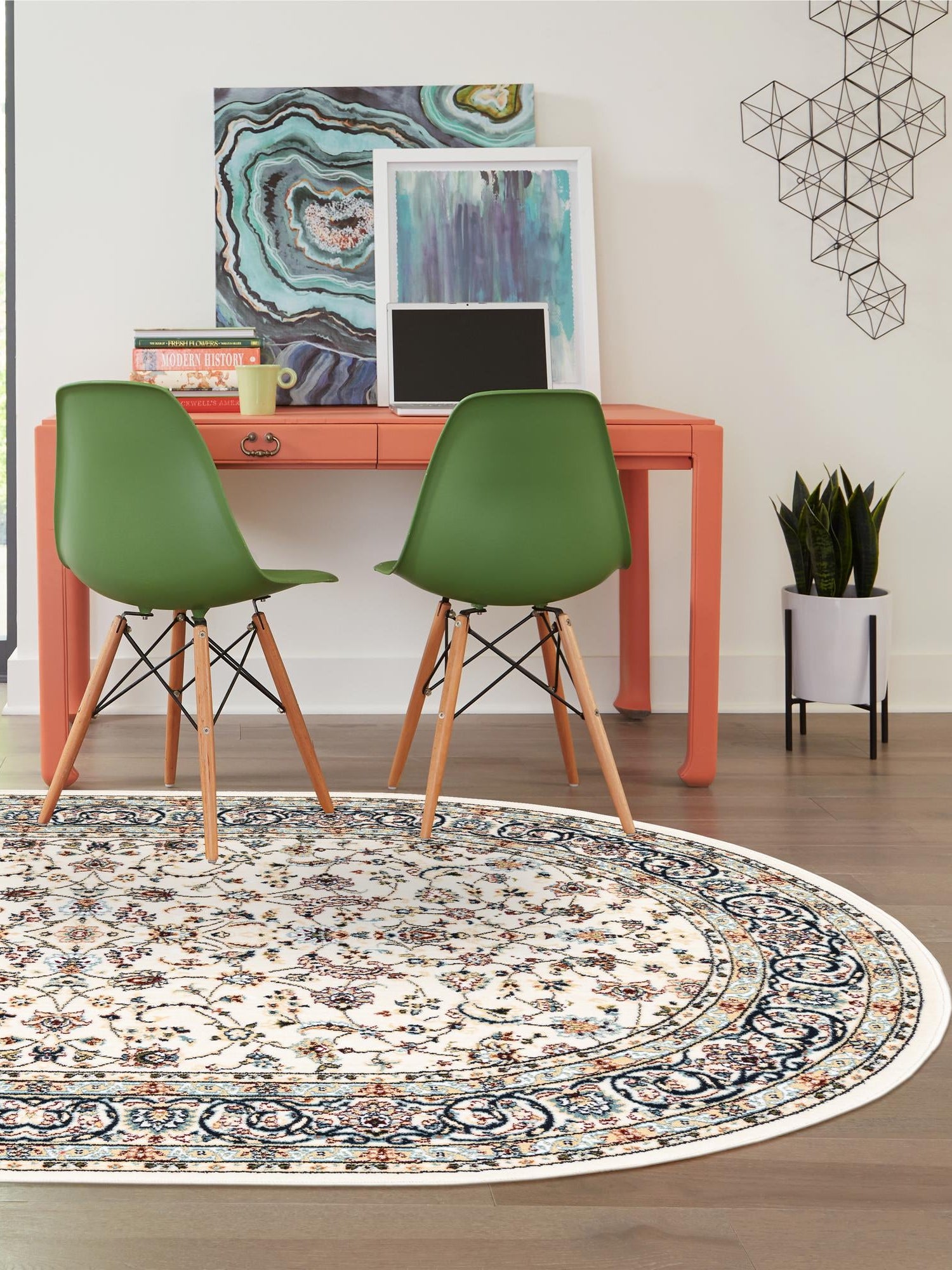 Ivory 4' 1 x 6' 1 Narenj Oval Area Rug 85% Polypropylene & 15% Polyester Traditional Classic Carpet for Living, Dining, Bedrooms, Office for Sale at Rug Engine