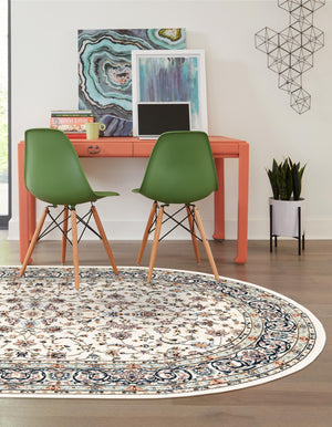 Ivory 4' 1 x 6' 1 Narenj Oval Area Rug 85% Polypropylene & 15% Polyester Traditional Classic Carpet for Living, Dining, Bedrooms, Office for Sale at Rug Engine
