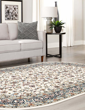 Ivory 2' x 3' 1 Narenj Oval Area Rug 85% Polypropylene & 15% Polyester Traditional Classic Carpet for Living, Dining, Bedrooms, Office for Sale at Rug Engine