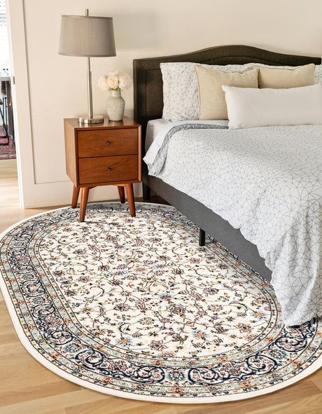 Ivory 2' x 3' 1 Narenj Oval Area Rug 85% Polypropylene & 15% Polyester Traditional Classic Carpet for Living, Dining, Bedrooms, Office for Sale at Rug Engine