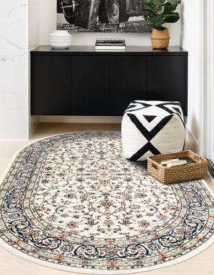 Ivory 2' x 3' 1 Narenj Oval Area Rug 85% Polypropylene & 15% Polyester Traditional Classic Carpet for Living, Dining, Bedrooms, Office for Sale at Rug Engine