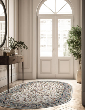 Ivory 2' x 3' 1 Narenj Oval Area Rug 85% Polypropylene & 15% Polyester Traditional Classic Carpet for Living, Dining, Bedrooms, Office for Sale at Rug Engine