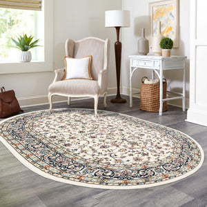 Ivory 2' x 3' 1 Narenj Oval Area Rug 85% Polypropylene & 15% Polyester Traditional Classic Carpet for Living, Dining, Bedrooms, Office for Sale at Rug Engine