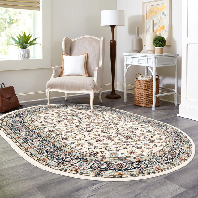 Ivory 2' x 3' 1 Narenj Oval Area Rug 85% Polypropylene & 15% Polyester Traditional Classic Carpet for Living, Dining, Bedrooms, Office for Sale at Rug Engine