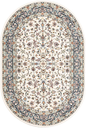 Ivory 4' 1 x 6' 1 Narenj Oval Area Rug 85% Polypropylene & 15% Polyester Traditional Classic Carpet for Living, Dining, Bedrooms, Office for Sale at Rug Engine