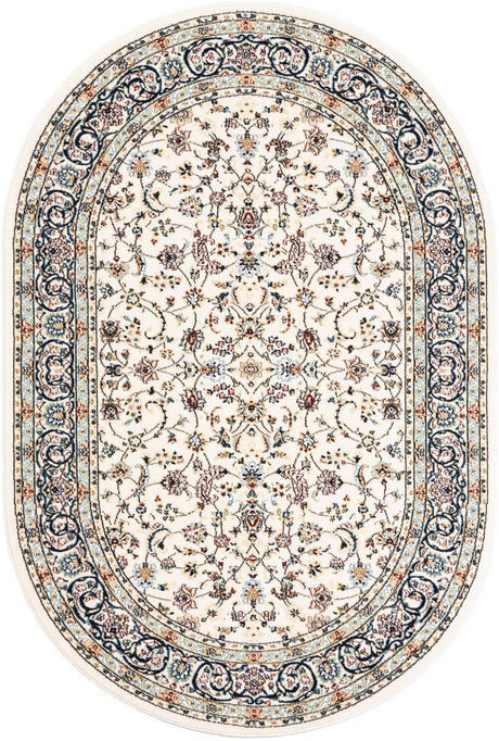 Ivory 4' 1 x 6' 1 Narenj Oval Area Rug 85% Polypropylene & 15% Polyester Traditional Classic Carpet for Living, Dining, Bedrooms, Office for Sale at Rug Engine