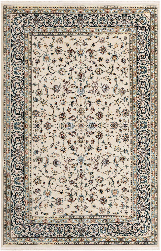 Ivory 6' 1 x 9' Narenj Rectangle Area Rug 85% Polypropylene & 15% Polyester Traditional Classic Carpet for Living, Dining, Bedrooms, Office for Sale at Rug Engine