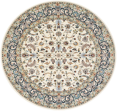Ivory 7' 1 x 7' 1 Narenj Round Area Rug 85% Polypropylene & 15% Polyester Traditional Classic Carpet for Living, Dining, Bedrooms, Office for Sale at Rug Engine