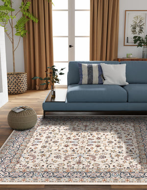 Ivory 7' 10 x 8' Narenj Square Area Rug 85% Polypropylene & 15% Polyester Traditional Classic Carpet for Living, Dining, Bedrooms, Office for Sale at Rug Engine