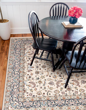 Ivory 10' x 10' Narenj Square Area Rug 85% Polypropylene & 15% Polyester Traditional Classic Carpet for Living, Dining, Bedrooms, Office for Sale at Rug Engine