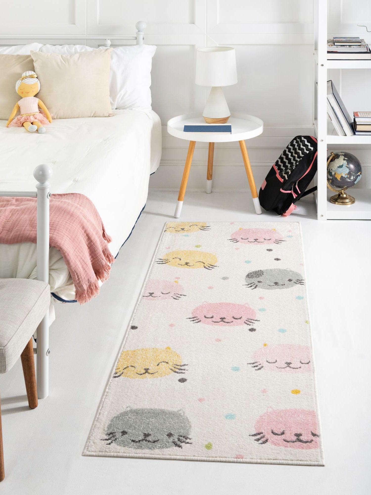 Ivory 2' 2 x 6' Whimsy Kids Runner Area Rug for Baby Nursery, Toddler Playroom, Bedrooms