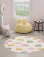 Ivory 5' 3 x 5' 3 Whimsy Kids Round Rug