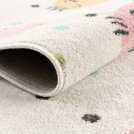 Ivory 7' 10 x 7' 10 Whimsy Kids Round Area Rug for Baby Nursery, Toddler Playroom,  Bedrooms Playful Fun Design Easy Clean Carpet for Sale at Rug Engine