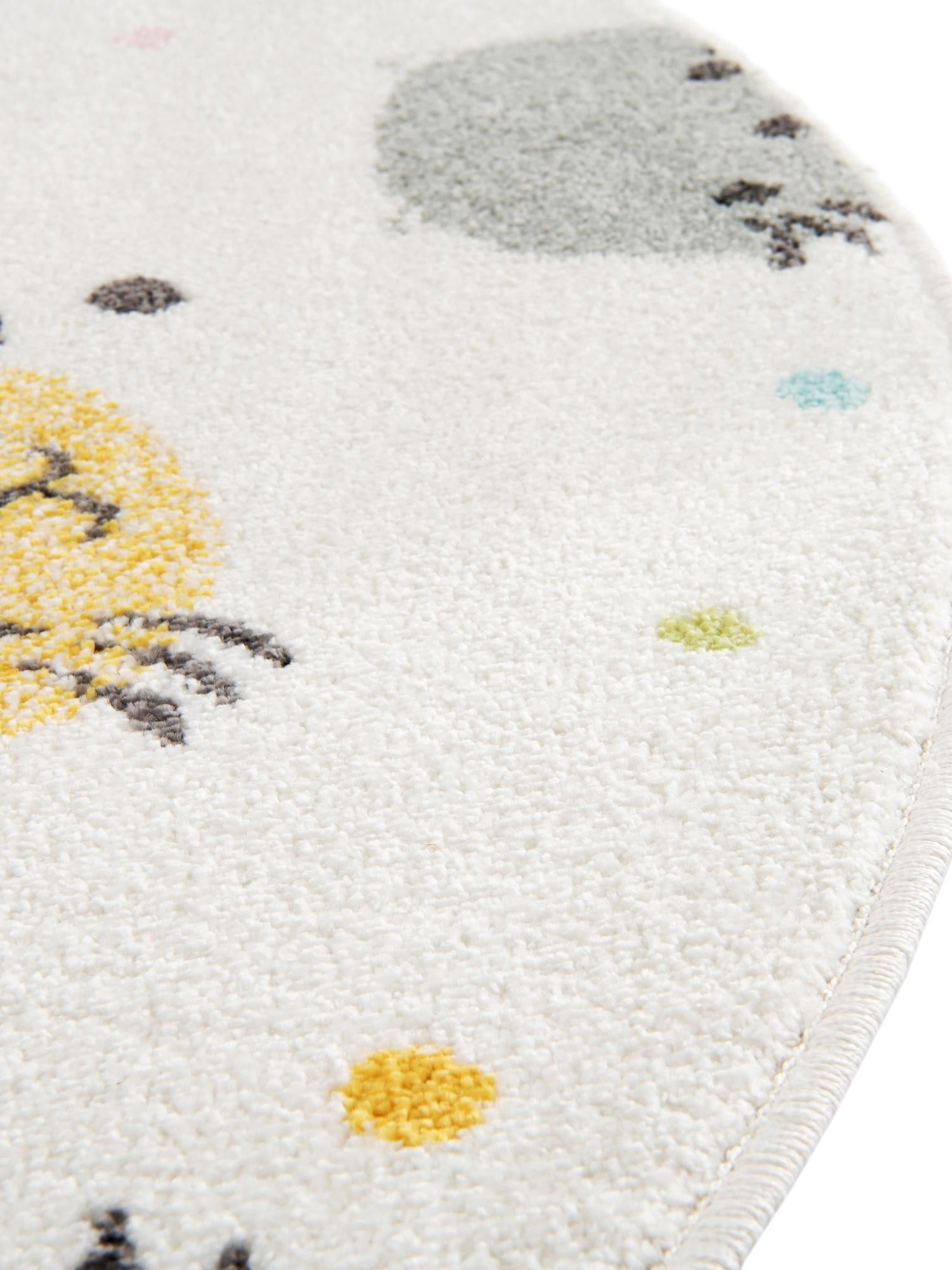 Ivory 7' 10 x 7' 10 Whimsy Kids Round Area Rug for Baby Nursery, Toddler Playroom, Bedrooms