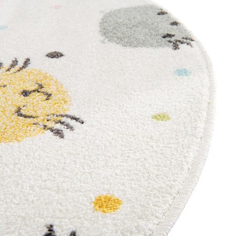 Ivory 7' 10 x 7' 10 Whimsy Kids Round Area Rug for Baby Nursery, Toddler Playroom,  Bedrooms Playful Fun Design Easy Clean Carpet for Sale at Rug Engine