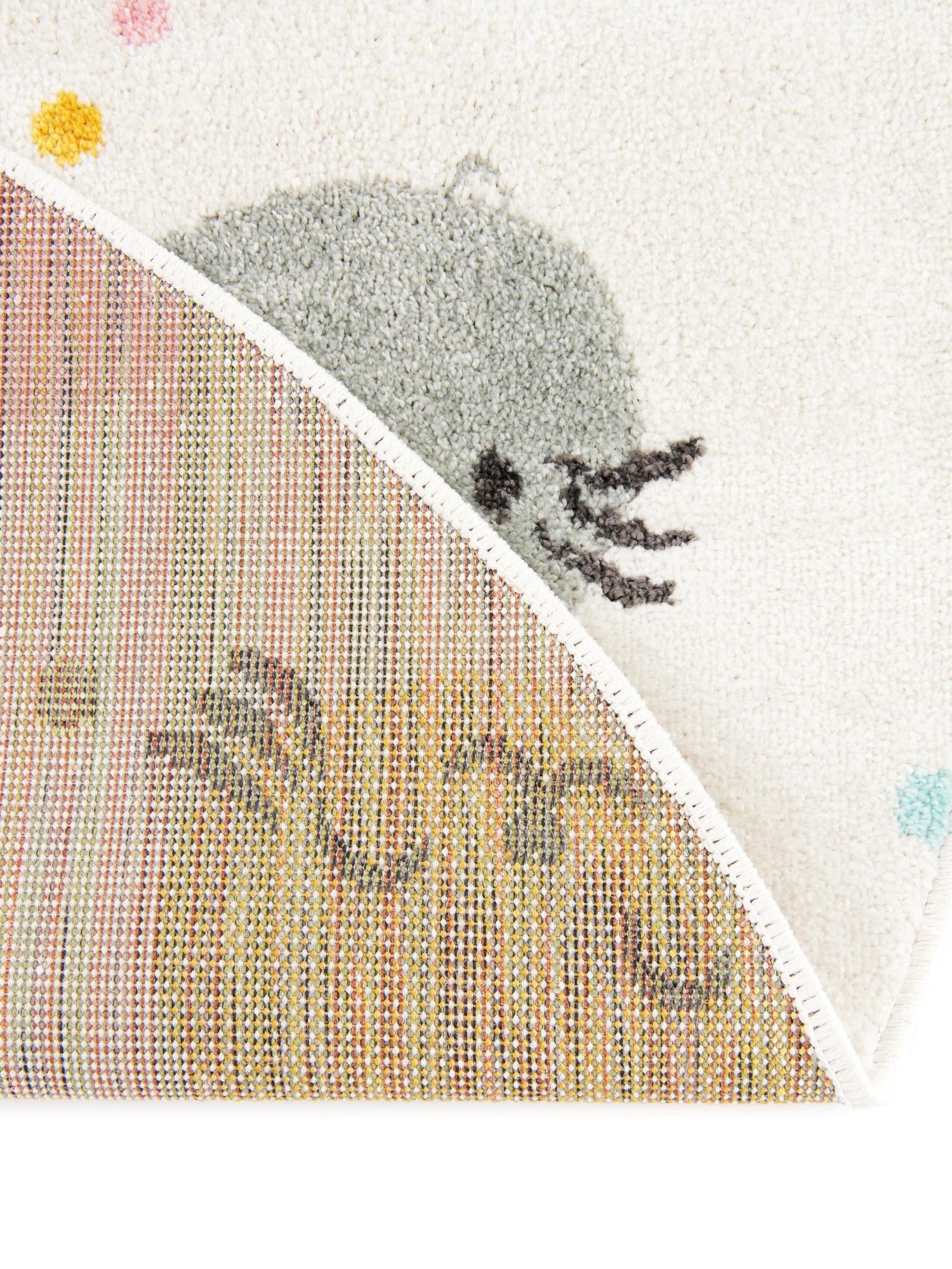 Ivory 7' 10 x 7' 10 Whimsy Kids Round Area Rug for Baby Nursery, Toddler Playroom, Bedrooms