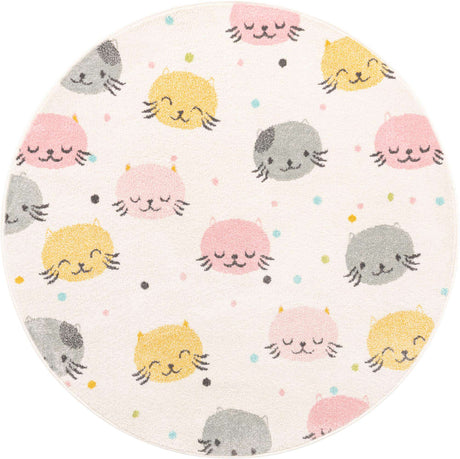 Ivory 5' 3 x 5' 3 Whimsy Kids Round Rug