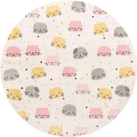 Ivory 8' x 8' Whimsy Kids Round Rug