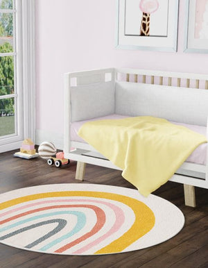 Ivory 3' 3 x 3' 3 Whimsy Kids Round Rug