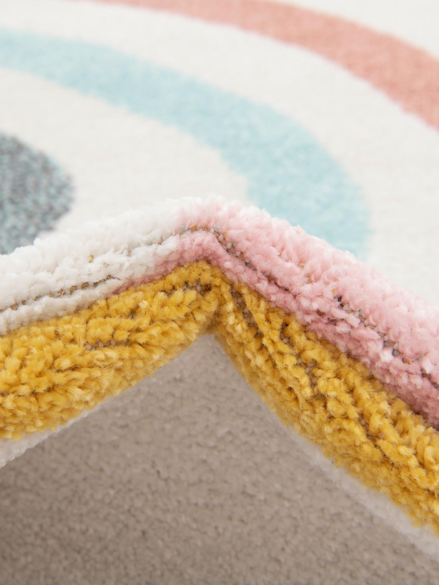 Ivory 5' 3 x 5' 3 Whimsy Kids Round Area Rug for Baby Nursery, Toddler Playroom, Bedrooms