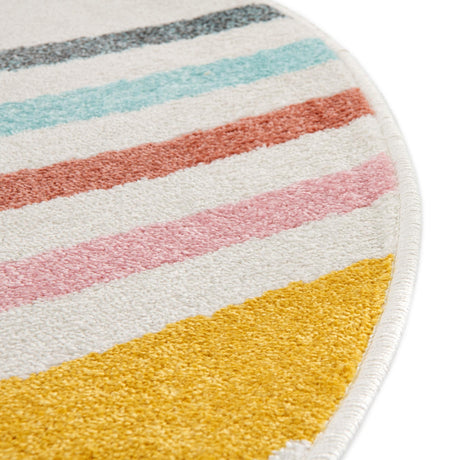Ivory 6' 1 x 6' 1 Whimsy Kids Round Area Rug for Baby Nursery, Toddler Playroom,  Bedrooms Playful Fun Design Easy Clean Carpet for Sale at Rug Engine