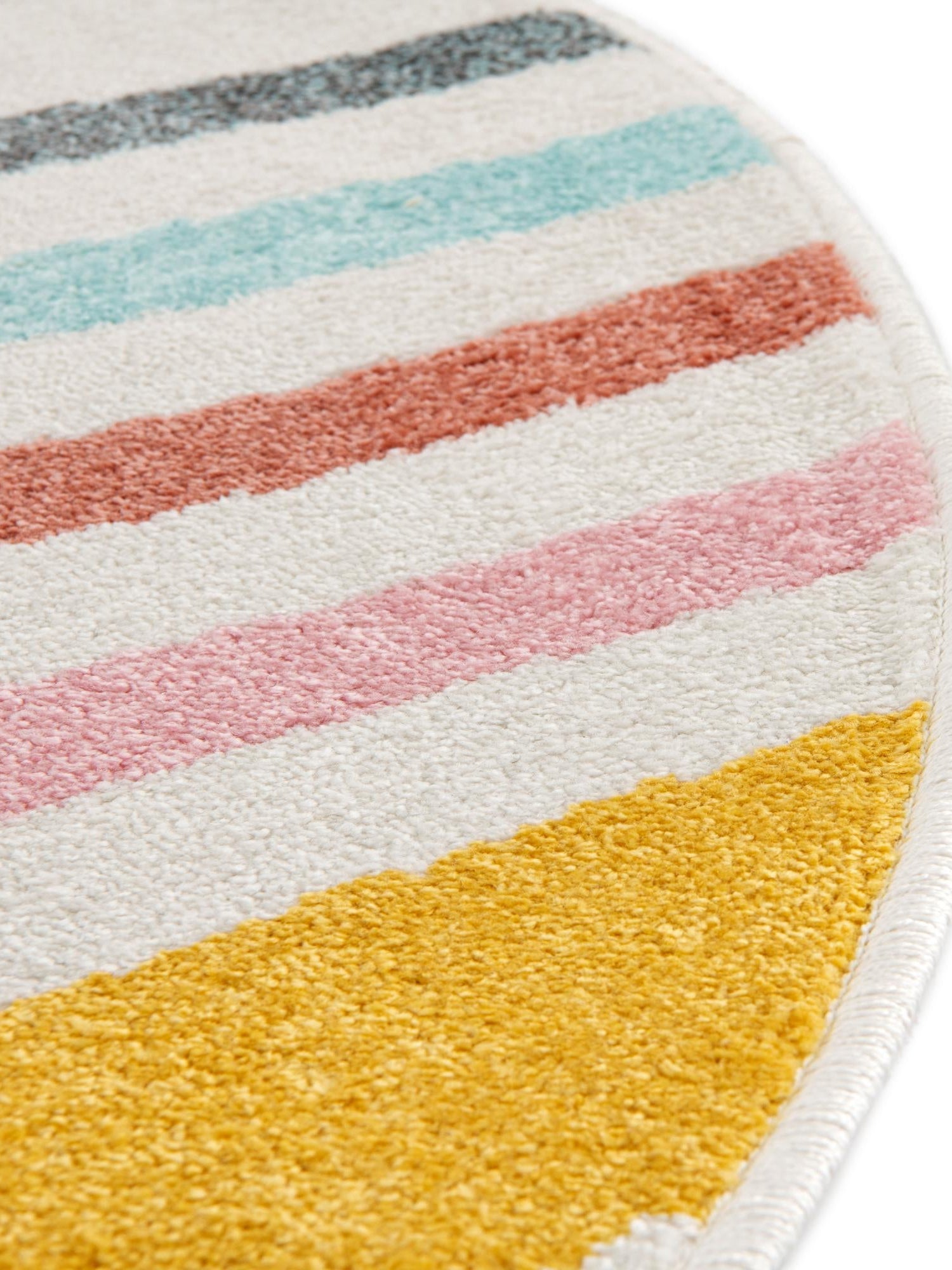 Ivory 3' 3 x 3' 3 Whimsy Kids Round Area Rug for Baby Nursery, Toddler Playroom, Bedrooms