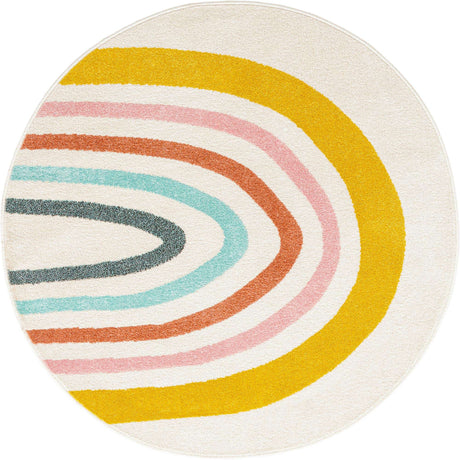 Ivory 5' 3 x 5' 3 Whimsy Kids Round Rug