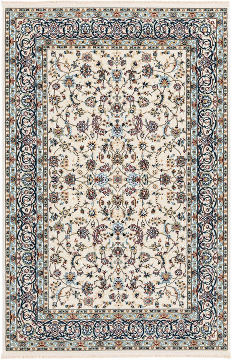 Ivory 4' 1 x 6' 1 Narenj Rectangle Area Rug 85% Polypropylene & 15% Polyester Traditional Classic Carpet for Living, Dining, Bedrooms, Office for Sale at Rug Engine