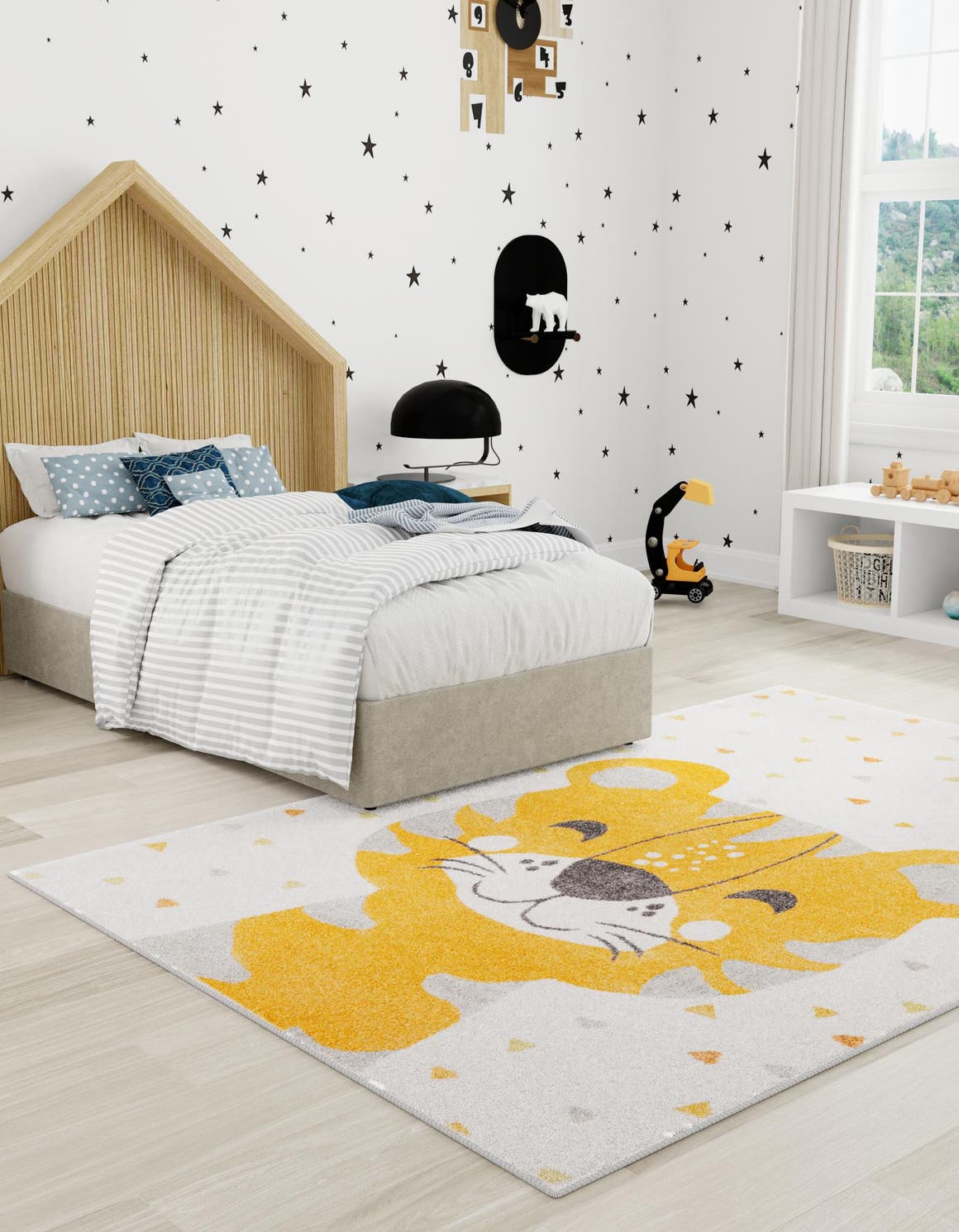 Ivory 3' 11 x 5' 11 Whimsy Kids Rectangle Area Rug for Baby Nursery, Toddler Playroom,  Bedrooms Playful Fun Design Easy Clean Carpet for Sale at Rug Engine