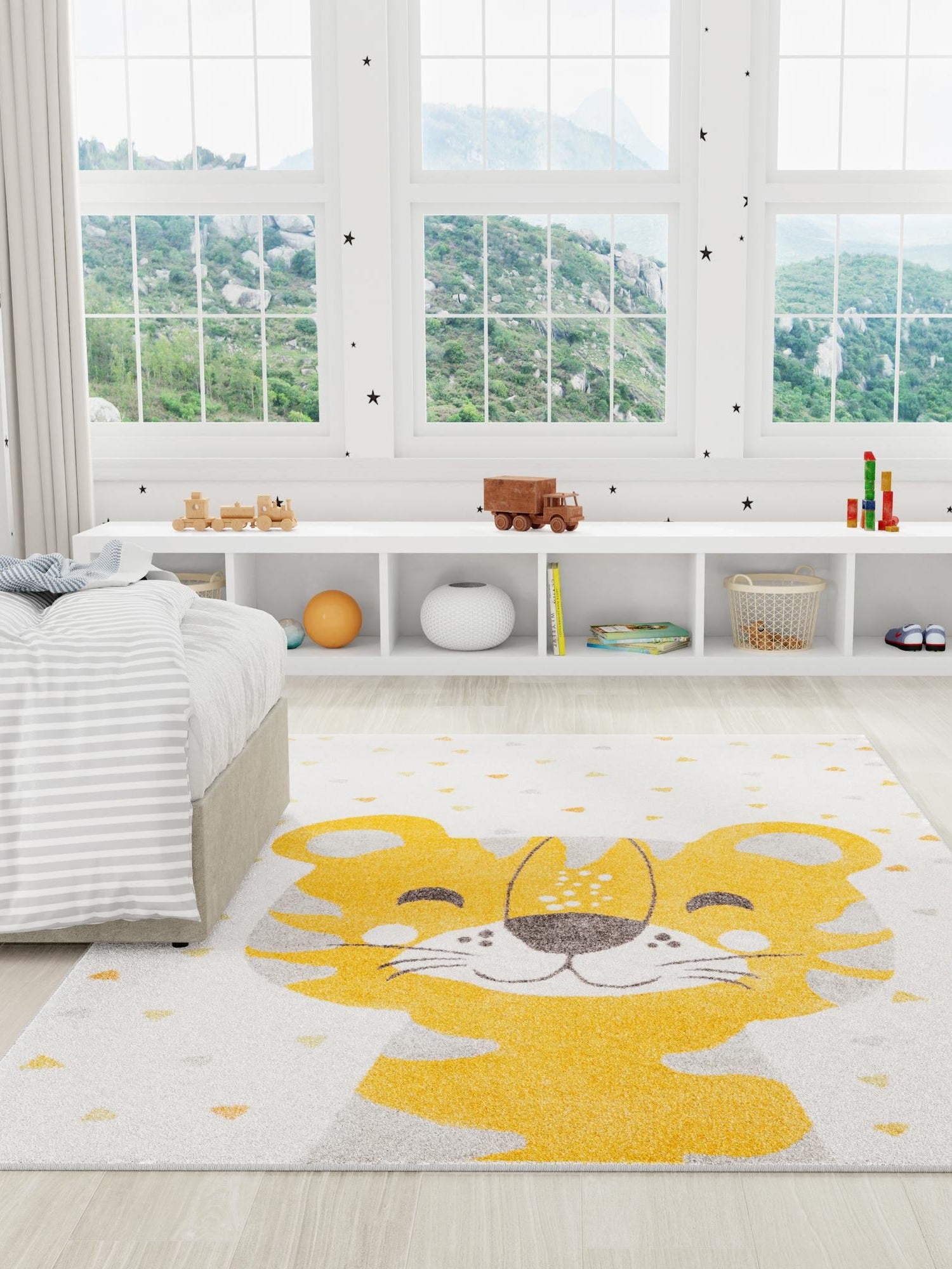 Ivory 7' 10 x 10' Whimsy Kids Rectangle Area Rug for Baby Nursery, Toddler Playroom, Bedrooms
