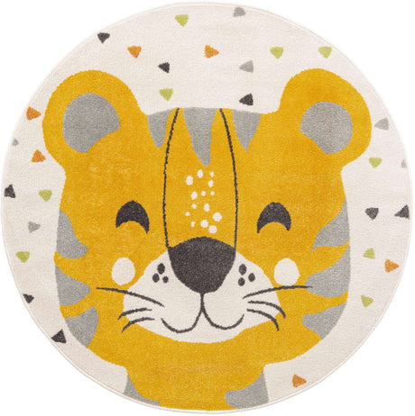 Ivory 5' 3 x 5' 3 Whimsy Kids Round Rug