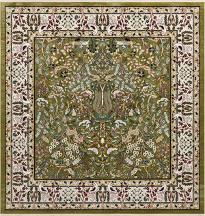 Green 10' x 10' Narenj Square Area Rug 85% Polypropylene & 15% Polyester Traditional Classic Carpet for Living, Dining, Bedrooms, Office for Sale at Rug Engine