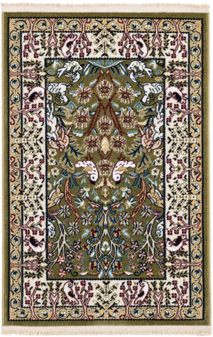 Green 2' x 3' 1 Narenj Rectangle Area Rug 85% Polypropylene & 15% Polyester Traditional Classic Carpet for Living, Dining, Bedrooms, Office for Sale at Rug Engine