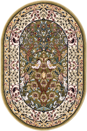 Green 2' x 3' 1 Narenj Oval Area Rug 85% Polypropylene & 15% Polyester Traditional Classic Carpet for Living, Dining, Bedrooms, Office for Sale at Rug Engine