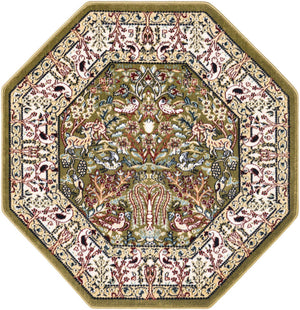 Green 3' 1 x 3' 1 Narenj Octagon Area Rug 85% Polypropylene & 15% Polyester Traditional Classic Carpet for Living, Dining, Bedrooms, Office for Sale at Rug Engine