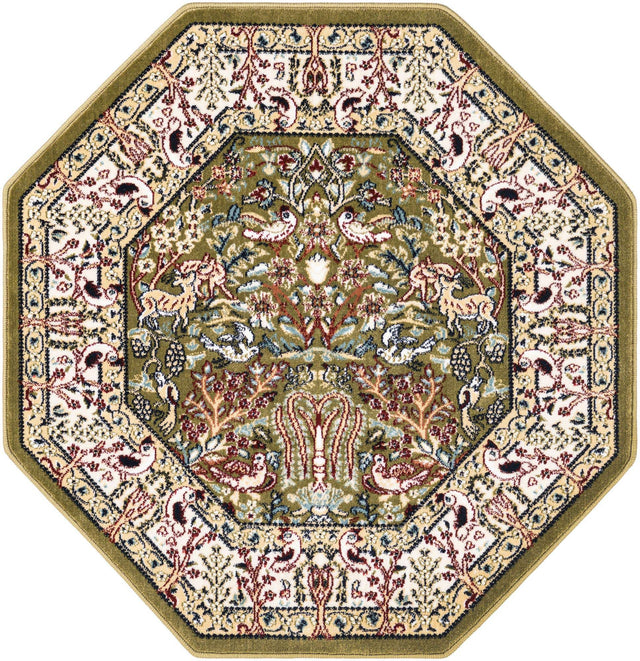 Green 3' 1 x 3' 1 Narenj Octagon Area Rug 85% Polypropylene & 15% Polyester Traditional Classic Carpet for Living, Dining, Bedrooms, Office for Sale at Rug Engine
