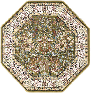 Green 4' 1 x 4' 1 Narenj Octagon Area Rug 85% Polypropylene & 15% Polyester Traditional Classic Carpet for Living, Dining, Bedrooms, Office for Sale at Rug Engine