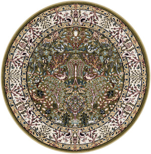Green 4' 1 x 4' 1 Narenj Round Area Rug 85% Polypropylene & 15% Polyester Traditional Classic Carpet for Living, Dining, Bedrooms, Office for Sale at Rug Engine