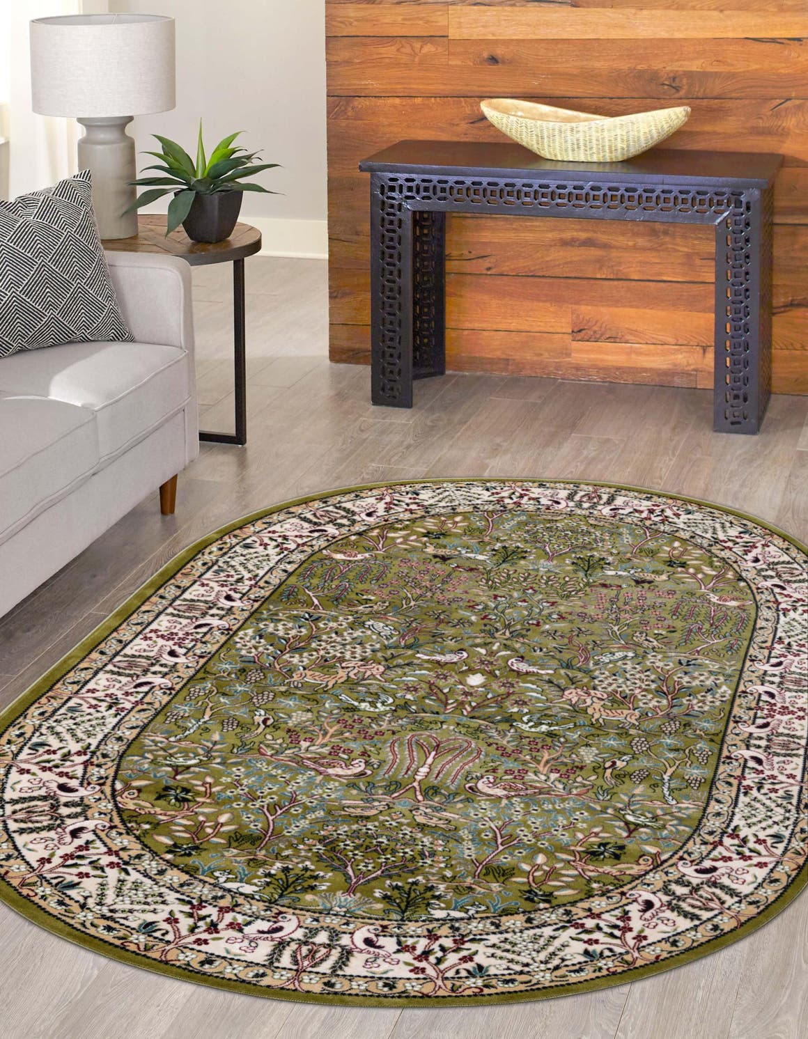 Green 2' x 3' 1 Narenj Oval Area Rug 85% Polypropylene & 15% Polyester Traditional Classic Carpet for Living, Dining, Bedrooms, Office for Sale at Rug Engine