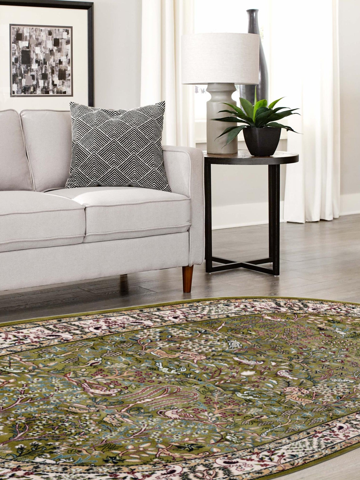 Green 2' x 3' 1 Narenj Oval Area Rug 85% Polypropylene & 15% Polyester Traditional Classic Carpet for Living, Dining, Bedrooms, Office for Sale at Rug Engine