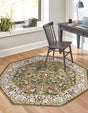 Green 3' 1 x 3' 1 Narenj Octagon Area Rug 85% Polypropylene & 15% Polyester Traditional Classic Carpet for Living, Dining, Bedrooms, Office for Sale at Rug Engine