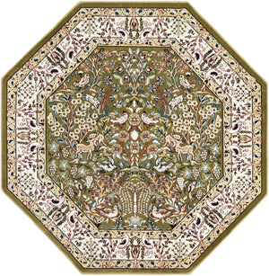 Green 6' 1 x 6' 1 Narenj Octagon Area Rug 85% Polypropylene & 15% Polyester Traditional Classic Carpet for Living, Dining, Bedrooms, Office for Sale at Rug Engine