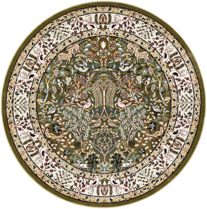 Green 7' 1 x 7' 1 Narenj Round Area Rug 85% Polypropylene & 15% Polyester Traditional Classic Carpet for Living, Dining, Bedrooms, Office for Sale at Rug Engine