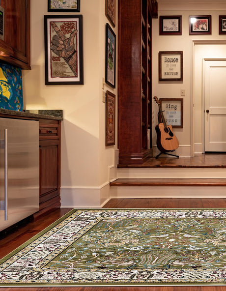 Green 6' 1 x 6' 1 Narenj Square Area Rug 85% Polypropylene & 15% Polyester Traditional Classic Carpet for Living, Dining, Bedrooms, Office for Sale at Rug Engine