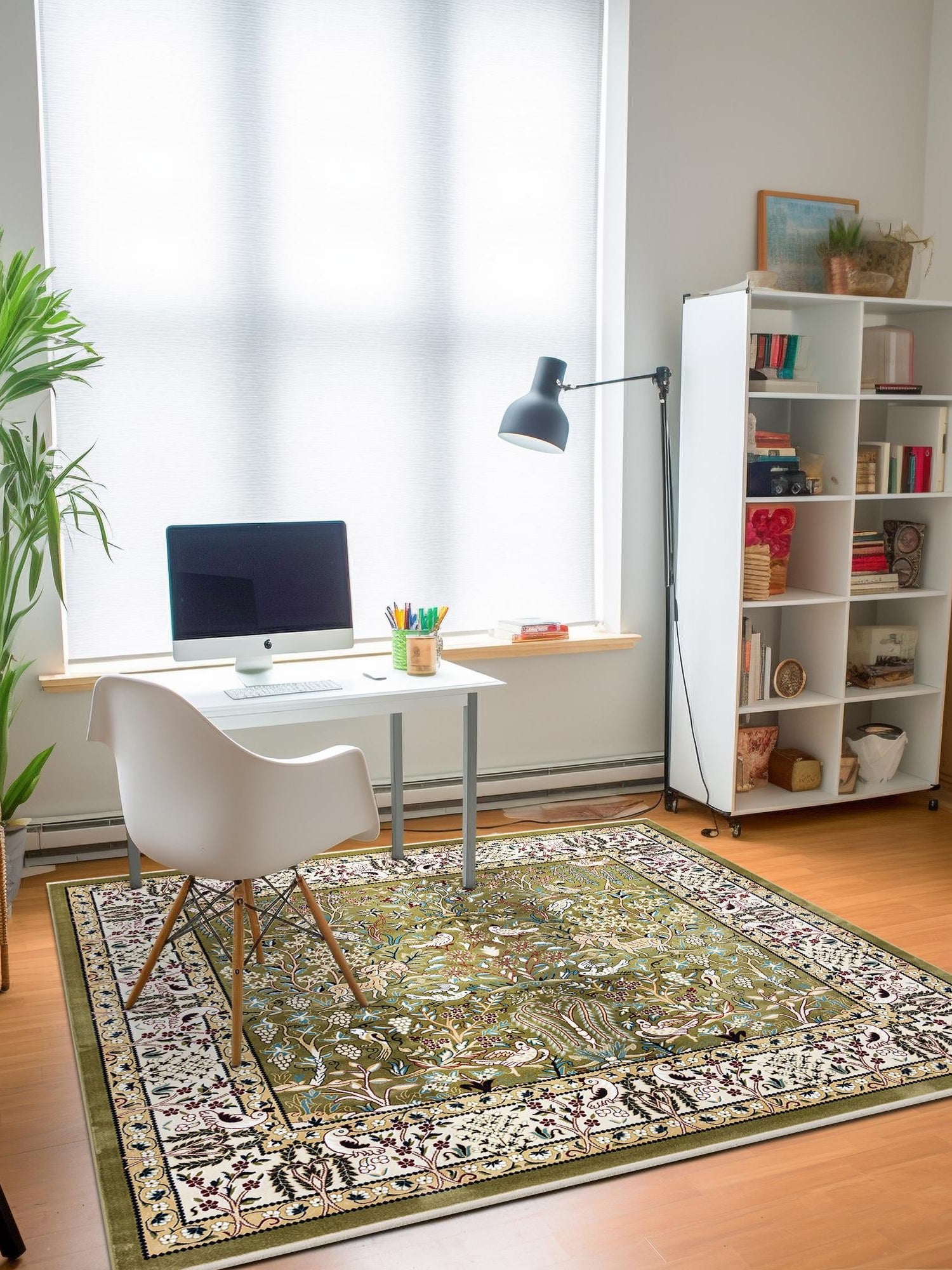 Green 6' 1 x 6' 1 Narenj Square Area Rug 85% Polypropylene & 15% Polyester Traditional Classic Carpet for Living, Dining, Bedrooms, Office for Sale at Rug Engine