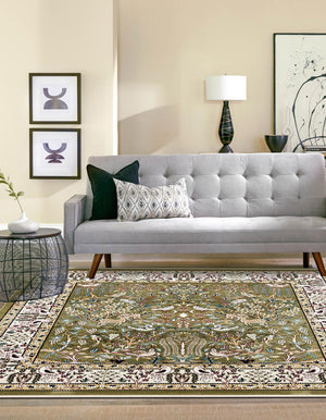Green 6' 1 x 6' 1 Narenj Square Area Rug 85% Polypropylene & 15% Polyester Traditional Classic Carpet for Living, Dining, Bedrooms, Office for Sale at Rug Engine