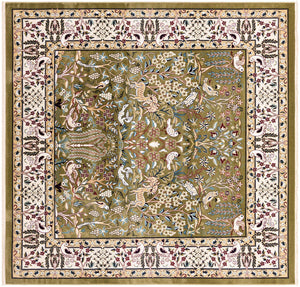 Green 7' 10 x 7' 10 Narenj Square Area Rug 85% Polypropylene & 15% Polyester Traditional Classic Carpet for Living, Dining, Bedrooms, Office for Sale at Rug Engine