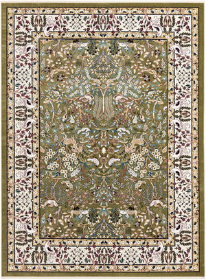 Green 9' x 12' Narenj Rectangle Area Rug 85% Polypropylene & 15% Polyester Traditional Classic Carpet for Living, Dining, Bedrooms, Office for Sale at Rug Engine